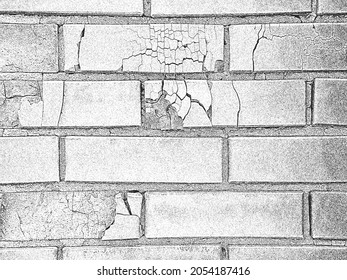 La textura de pared de ladrillo antiguo en peligro. Fondo negro y blanco. Ilustración vectorial EPS8.