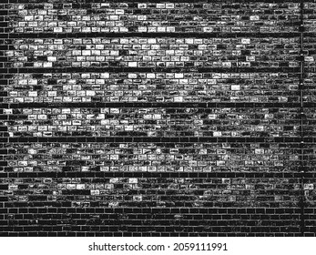 Distress old brick wall texture. Black and white grunge background. EPS8 vector illustration.