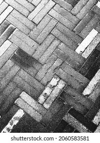 Distress old brick wall texture. Black and white grunge background. EPS8 vector illustration.