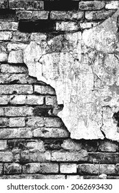 Distress old brick wall texture. Black and white grunge background. EPS8 vector illustration.