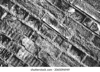 La textura de pared de ladrillo antiguo en peligro. Fondo negro y blanco. Ilustración vectorial EPS8.