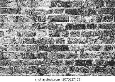 Beunruhigen Sie alte Ziegelwand. Schwarz-weißer brüchiger Hintergrund. EPS8 Vektorgrafik.