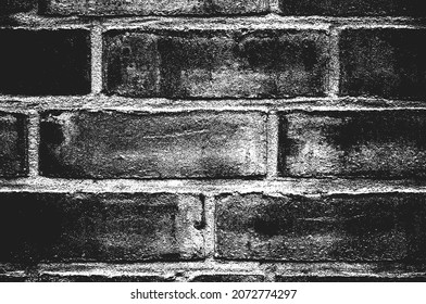 Distress old brick wall texture. Black and white grunge background. EPS8 vector illustration.