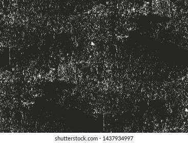 Distress old cracked concrete vector texture. EPS8 illustration. Black and white grunge background. Stone, asphalt, plaster, marble.