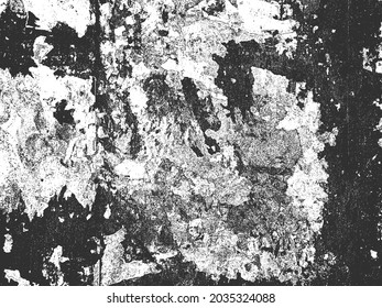 Distress old cracked concrete vector texture. EPS8 illustration. Black and white grunge background. Stone, asphalt, plaster, marble.