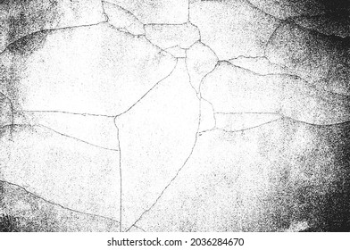 Distancia de la textura vectorial de hormigón craqueado antiguo. Ilustración EPS8. Fondo negro y blanco. Piedra, asfalto, yeso, mármol.