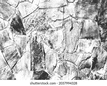 Distress old cracked concrete vector texture. EPS8 illustration. Black and white grunge background. Stone, asphalt, plaster, marble.