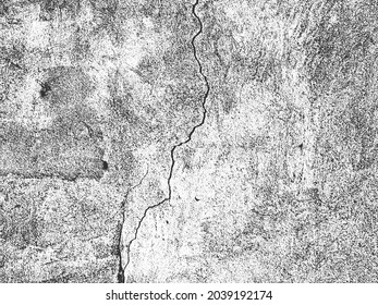 Distancia de la textura vectorial de hormigón craqueado antiguo. Ilustración EPS8. Fondo negro y blanco. Piedra, asfalto, yeso, mármol.