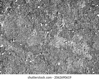 Distress old cracked concrete vector texture. EPS8 illustration. Black and white grunge background. Stone, asphalt, plaster, marble.