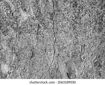 Distress old cracked concrete vector texture. EPS8 illustration. Black and white grunge background. Stone, asphalt, plaster, marble.