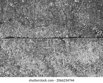 Distress old cracked concrete vector texture. EPS8 illustration. Black and white grunge background. Stone, asphalt, plaster, marble.