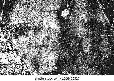 Verzweifeln Sie alte rissene Beton-Vektorstruktur. EPS8-Illustration. Schwarz-weißer brüchiger Hintergrund. Stein, Asphalt, Gips, Marmor.