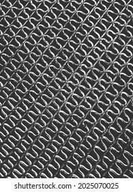 Distress old rusted peeled, scrathed vector texture with metal net, wire, cage, crossed stripes. EPS8 illustration. Black and white grunge background.