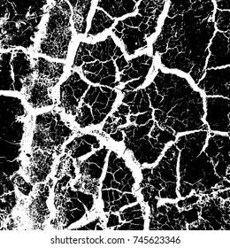Distress overlay aged cracked texture. Grunge used dry peeled paint background. Dried earth or mood template. Empty Aging weathered dirty urban high detailed quality element. EPS10 vector.
