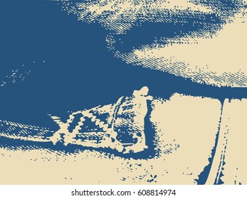 Distress Overlay Background. Retro Empty Design Element. Grunge Fiber Texture. Grainy texture of weaving fabric.