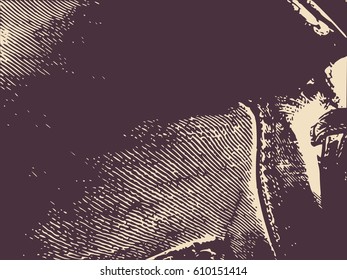 Distress Overlay Background. Retro Empty Design Element. Grunge Fiber Texture. Grainy texture of weaving fabric.