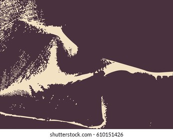 Distress Overlay Background. Retro Empty Design Element. Grunge Fiber Texture. Grainy texture of weaving fabric.