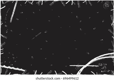 Distress overlay Frame texture. Grunge border artistic design element. Aged used background. EPS10 vector.