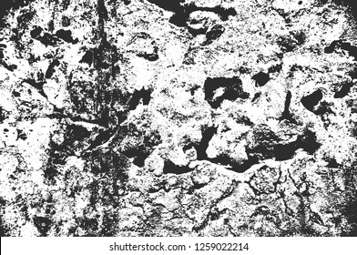 Distress overlay grunge black and white concrete texture. Vector EPS 8. Abstract background of old wall.