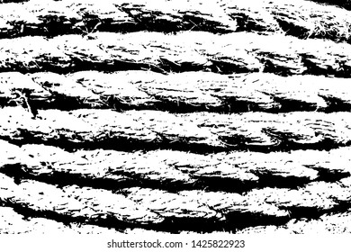 Distress overlay texture marine rope twisted into a ring. Urban empty background. Nautical grunge cover template. Fishing design theme. EPS10 vector