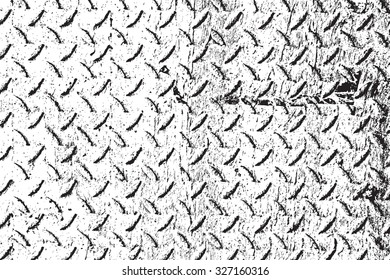 Distress overlay texture of ribbed metal plate. EPS10 vector.