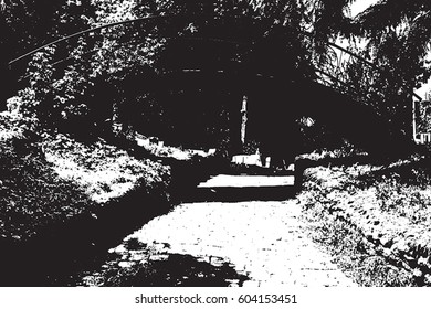 Distress overlay texture of street view. Urban grunge black and white background. EPS10 vector.