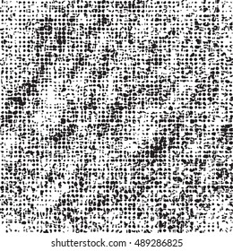 Distress Overlay Texture. Vector Grunge Background. Black And White Rough Texture With Halftone Effect. Abstract Shabby Background. Distorted Duotone Background. Screen Print Texture. Seamless Pattern