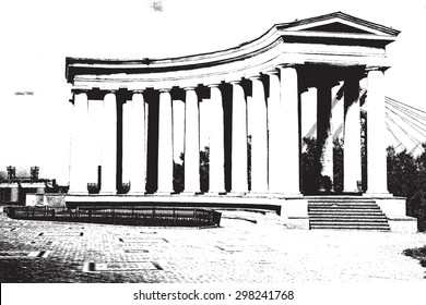 Distress overlay vector texture Colonnade at Vorontsov Palace in Odessa. Ukraine