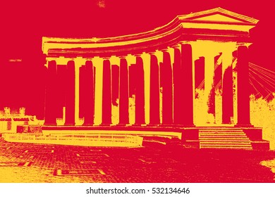 Distress overlay vector texture Colonnade at Vorontsov Palace in Odessa. Ukraine