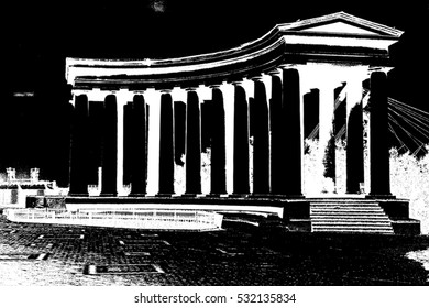Distress overlay vector texture Colonnade at Vorontsov Palace in Odessa. Ukraine
