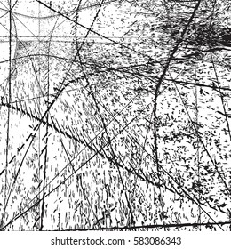 Distress overlay web grid texture. Grunge net empty background. Urban grainy Creative black cover element. EPS10 vector.