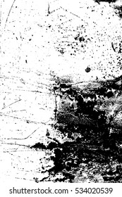 Distress paint splash overlay texture. Grunge dirty background for making aged your design. Empty shabby template. EPS10 vector.