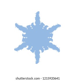 Distress painted snowflake shape. Grunge isolated star. Brushed grainy christmas design template. Icon, badge, label, certificate background. Artistic design element. EPS10 vector.