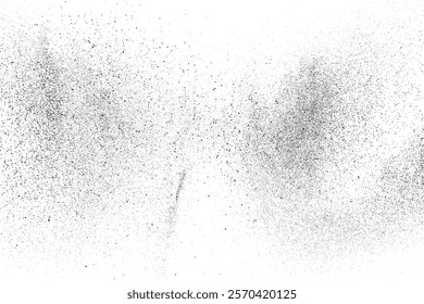 Distress paper background. Grain, noise, dust effect. Sand pattern. Black grainy rough texture isolated on white. Snow overlay. Vector illustration, EPS 10.	