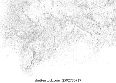 Distress paper background. Grain, noise, dust effect. Sand pattern. Black grainy rough texture isolated on white. Snow overlay. Vector illustration, EPS 10.	