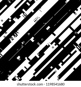 Distress pixelated digital error background. Glitch Grunge Overlay Black diagonal Texture. EPS10 vector.