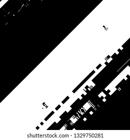 Distress pixelated digital error background. Glitch Grunge Overlay Black diagonal Texture. EPS10 vector. 