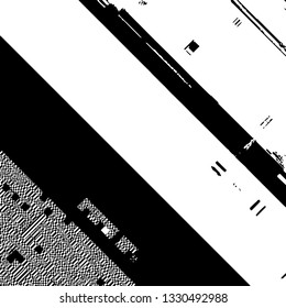Distress pixelated digital error background. Glitch Grunge Overlay Black diagonal Texture. EPS10 vector. 