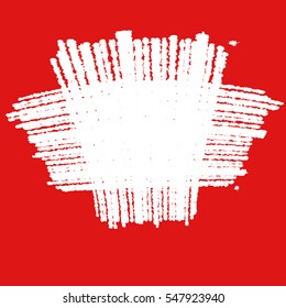 Distress red color crayon texture. Grunge shaded banner pencil background. Chalk stroke shape element. Hatch icon creative template. Original logo blank detail. High detailed quality.  EPS10 vector.