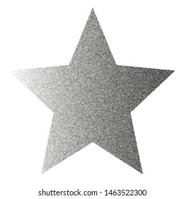 Distress Round Noisy Texture. A star filled with very small dots, points. The effect of stippling to create textured backgrounds. Vector illustration. Random halftone 