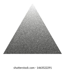 Distress Round Noisy Texture. A treangle filled with very small dots, points. The effect of stippling to create textured backgrounds. Vector illustration. Random halftone 