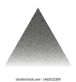 Distress Round Noisy Texture. A treangle filled with very small dots, points. The effect of stippling to create textured backgrounds. Vector illustration. Random halftone 