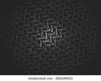 Textura vectorial de la alfombra de caucho de socorro. Ilustración EPS8. Fondo negro y blanco.