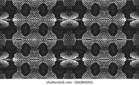 Distress Snake Skin Grunge Texture. EPS 8 Vector Illustration. Black And White Background.