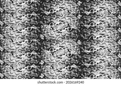 Distress snake skin set collage grunge texture. EPS 8 vector illustration. Black and white background.