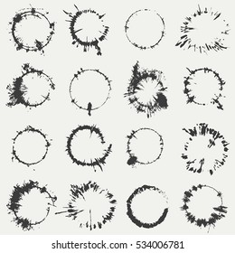 Distress Stamp Texture. Grunge circular mockups. Rough stroke circle element. Logos, Icons, Banners or label set. Icons and banners template element. Blank Shapes for aged urban design. EPS10 vector.
