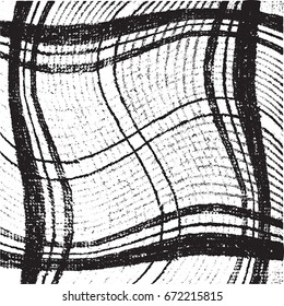 Distress stripe abstract overlay texture. Grunge line thread background. Empty urban aging template. EPS10 vector.