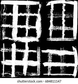 Distress stripe grid abstract overlay texture. Grunge line thread background. Empty urban aging template. EPS10 vector.