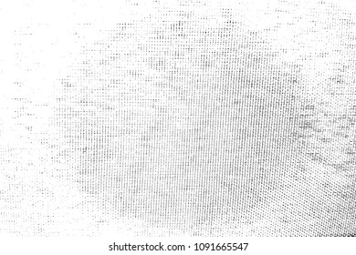 Distress thread used texture. Grunge rough dirty background. Shabby black cotton cover. Overlay aged grainy messy template. Cloth linen sack backdrop. Empty aging design element. EPS10 vector.