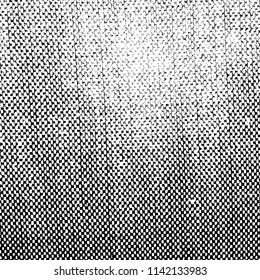 Distress thread used texture. Grunge rough dirty background. Shabby black cotton cover. Overlay aged grany messy template. Cloth linen sack backdrop. Empty aging design element. EPS10 vector.